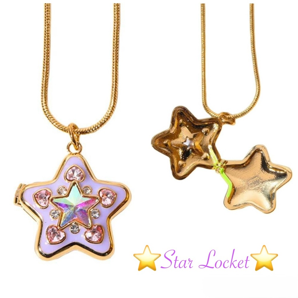 Purple Star locket Necklace